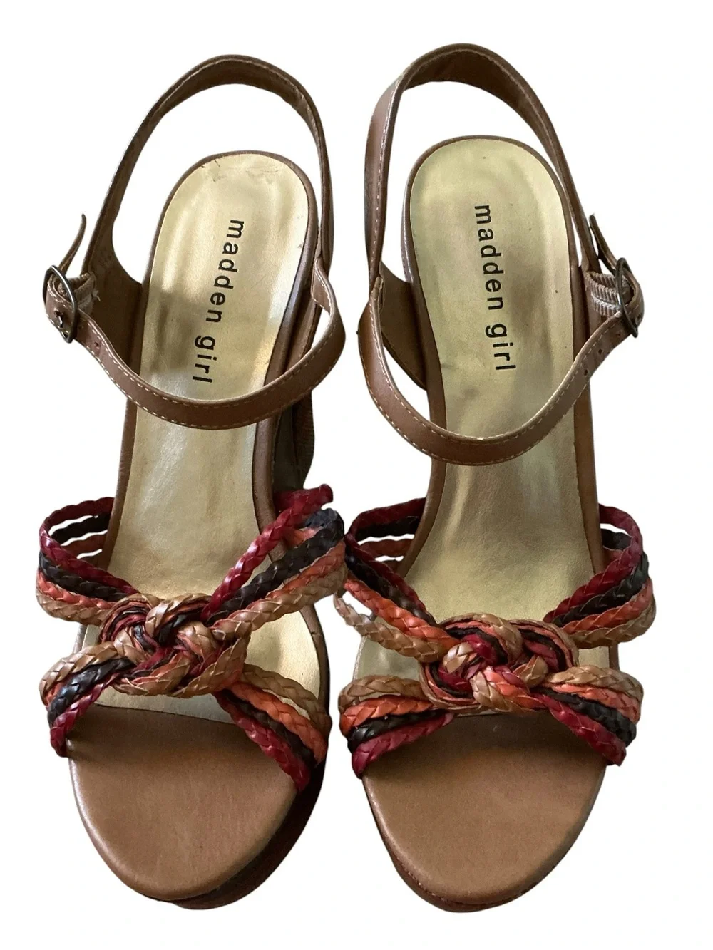Vintage Madden Girl Rollie platform chunky sandals striped multicolored size 6.5